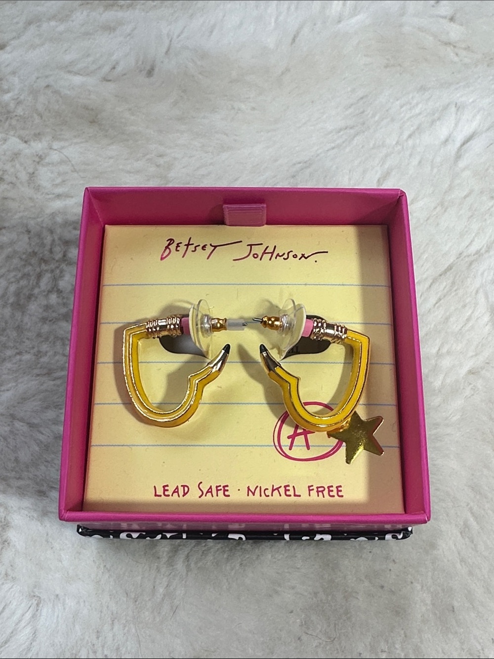 Betsey Johnson pencil heart shaped earrings